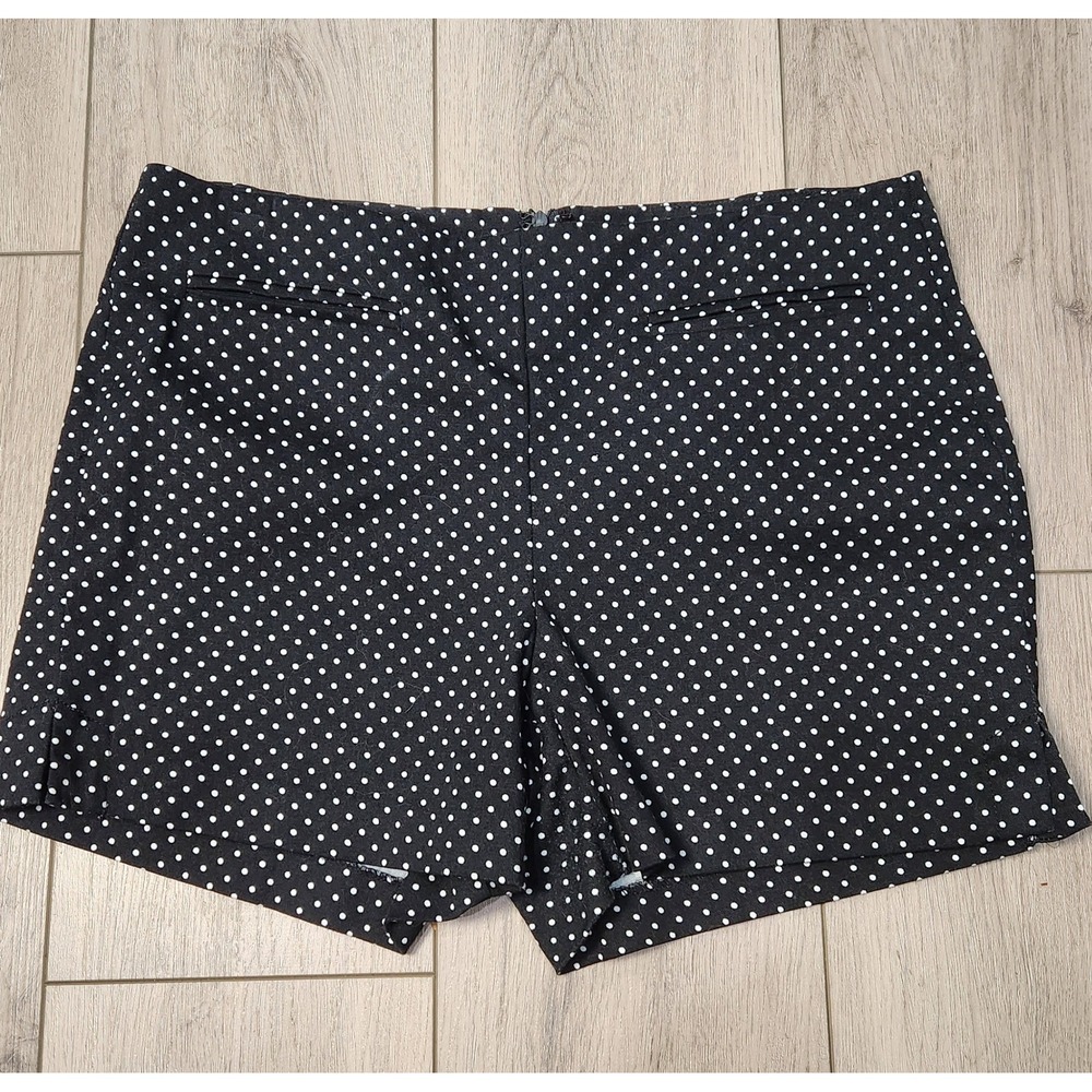 Womens‎ Black White Polka Dot Stretch Shorts Tailored Retro Pin Up Preppy Size 8